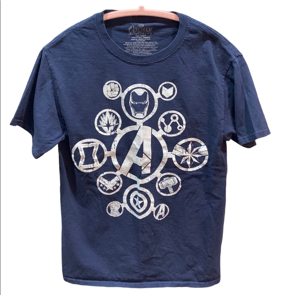 Marvel Avengers Endgame T-Shirt Mens Small Navy Blue Graphic Tee MCU ShortSleeve
